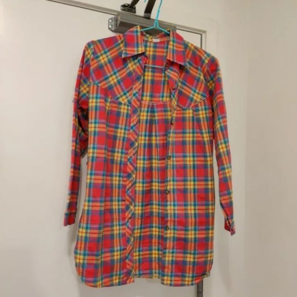 Pink Plaid Long Shirt - Picture 1 of 4
